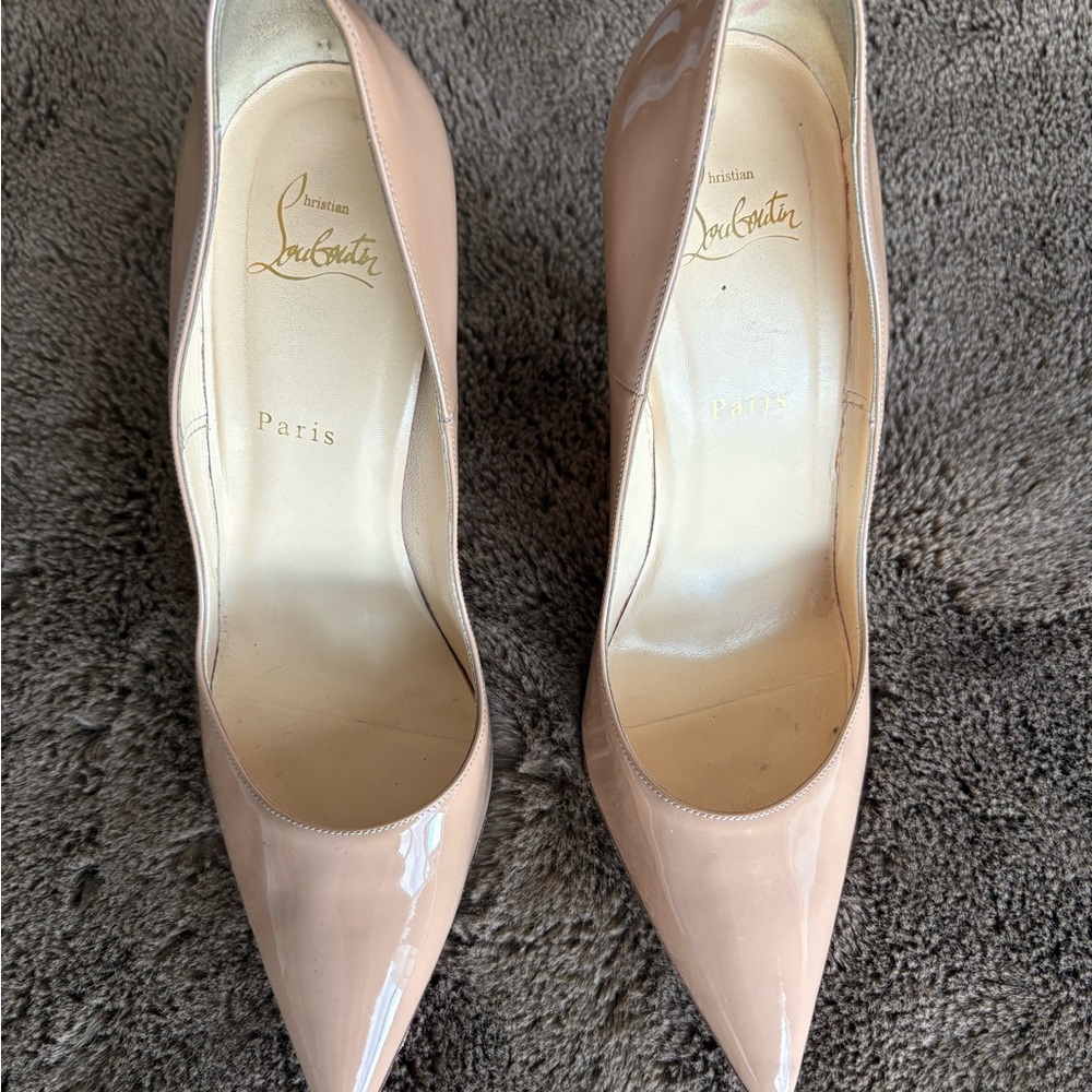 Christian Louboutin So Kate Nude Patent Pointed-Toe Pumps